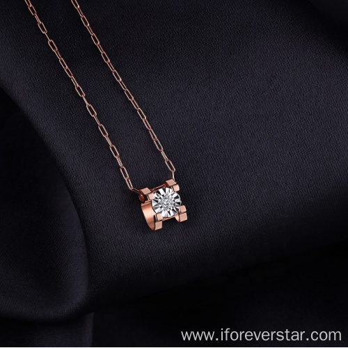 18k real gold diamond Pendant Necklace